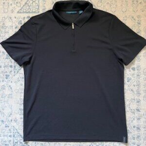 🧡3/15 Perry Ellis Black Short-Sleeve Quarter Zip Shirt Men's L